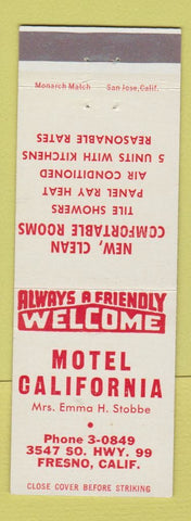 Matchbook Cover - Motel California Fresno CA