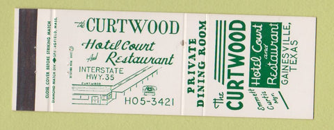 Matchbook Cover - Curtwood Hotel Court Gainesville TX