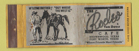 Matchbook Cover - The Rodeo Cafe Brownwood TX WEAR