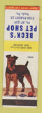 Matchbook Cover - Beck's Pet Shop York PA Terrier WEAR