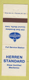 Matchbook Cover - Herren Standard oil gas Council Bluffs IA