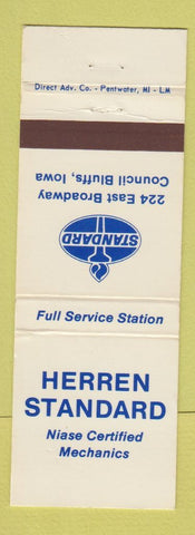 Matchbook Cover - Herren Standard oil gas Council Bluffs IA