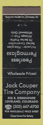 Matchbook Cover - Jack Couper Tire Company Loveland Colorado