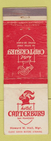Matchbook Cover - Hotel Canterbury San Francisco CA WEAR