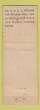 Matchbook Cover - Denver Athletic Club Colorado WEAR