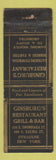 Matchbook Cover - Ginsburg's Restaurant Syracuse NY WORN