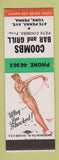 Matchbook Cover - Coombs Bar Grill York PA pinup