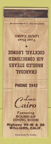 Matchbook Cover - Louie Cairo Restaurant Williams CA
