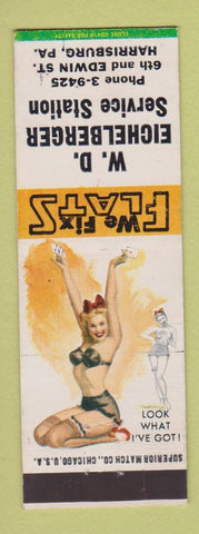 Matchbook Cover - WD Eichelberger oil gas Harrisburg PA pinup