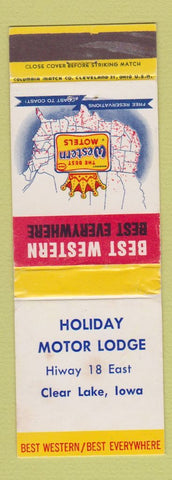 Matchbook Cover - Holiday Motor Lodge Clear Lake IA Best Western WORN
