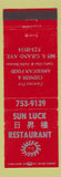 Matchbook Cover - Sun Luck Chinese Restaurant