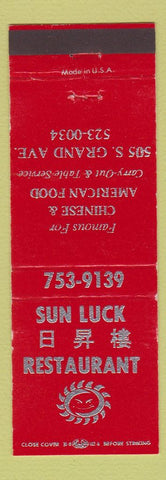 Matchbook Cover - Sun Luck Chinese Restaurant
