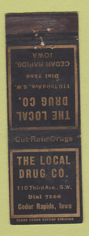 Matchbook Cover - Local Drug Company Cedar Rapids IA WEAR
