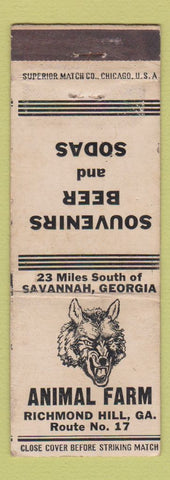 Matchbook Cover - Animal Farm Richmond Hill GA WEAR