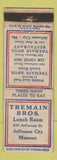Matchbook Cover - Tremain Bros Lunch Room Jefferson City MO WORN