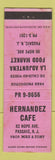 Matchbook Cover - Hernandez Cafe Passaic NJ WORN