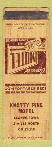 Matchbook Cover - Knotty Pine Motel Keokuk IA WORN