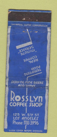 Matchbook Cover - Rosslyn Coffee Shop Los Angeles CA WORN