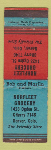 Matchbook Cover - Norfleet Grocery Denver Colorado WORN