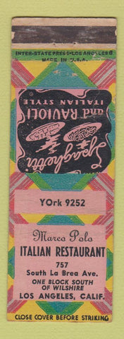 Matchbook Cover - Marco Polo Italian Restaurant Los Angeles CA WEAR