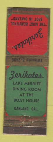 Matchbook Cover - Zerikotes Oakland CA restaurant Lake Merritt