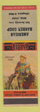 Matchbook Cover - American Barber Shop New York City CREASES SAMPLE