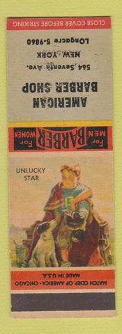 Matchbook Cover - American Barber Shop New York City CREASES SAMPLE