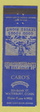 Matchbook Cover - Caro's Restaurant Waterbury CT