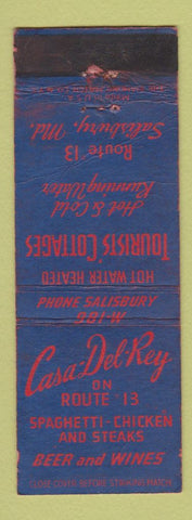 Matchbook Cover - Casa Del Rey Restaurant Salisbury MD WORN