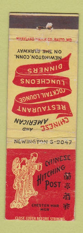 Matchbook Cover - Chinese Hitching Post Newington CT WORN