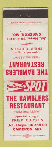 Matchbook Cover - Ramblers Restaurant Cameron MO WEAR