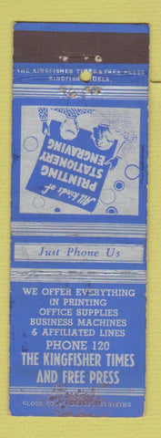 Matchbook Cover - Kingfisher Times Press Press OK newspaper WEAR