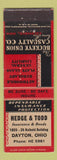 Matchbook Cover - Buckeye Union Insurance Hedge Todd Dayton OH