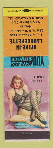 Matchbook Cover - Drive In Laundry North Chicago IL pinup WEAR