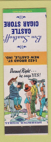 Matchbook Cover - Ben Saathoff's Castle Cigar Store New Castle IN hillbilly