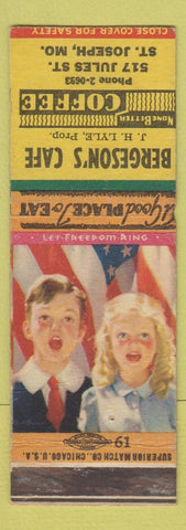 Matchbook Cover - Bergeson's Cafe St Joseph MO