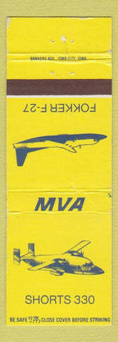 Matchbook Cover - MVA Shorts 330 Fokker F27 airplanes