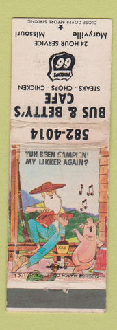 Matchbook Cover - Cafe Phillips 66 oil gas Maryville MO hillbilly WORN