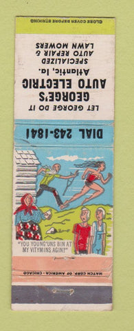 Matchbook Cover - George's Auto Electric Atlantic IA hillbilly WEAR