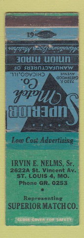 Matchbook Cover - Irvin Nelms Superior Match St Louis MO