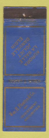 Matchbook Cover - Wm Flentye Investments Aurora Joliet Elgin IL WORN
