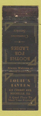 Matchbook Cover - Louie's Tavern Rochelle IL WORN