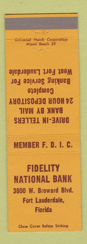 Matchbook Cover - Fidelity National Bank Fort Lauderdale FL