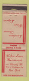 Matchbook Cover - Helen Lane Restaurant New York City WORN