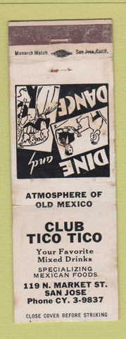 Matchbook Cover - Club Tico Tico San Jose CA WORN