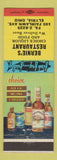 Matchbook Cover - Bernie's Restaurant Elyria OH