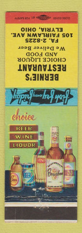 Matchbook Cover - Bernie's Restaurant Elyria OH