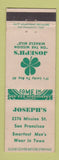 Matchbook Cover - Joseph's San Francisco CA men's clothes