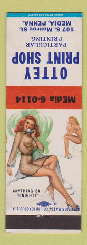 Matchbook Cover - Ottey Print Shop Media PA pinup