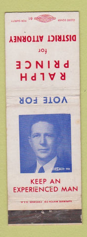 Matchbook Cover - Ralph Prince District Attorney Election WEAR